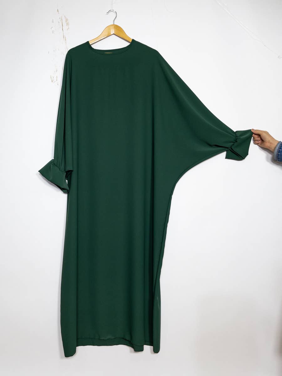 Lange damesabaya met elastische vlindermouwen