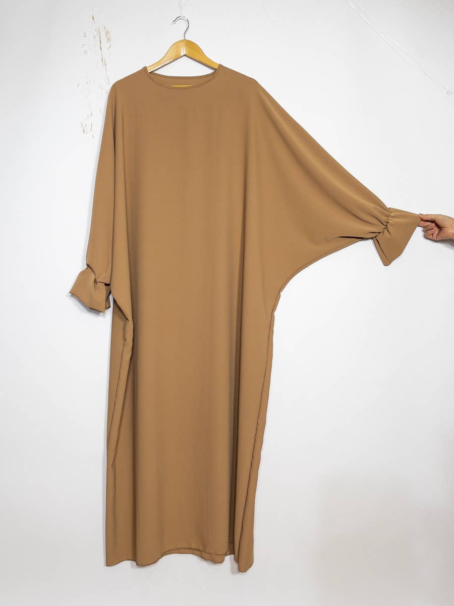 Lange damesabaya met elastische vlindermouwen