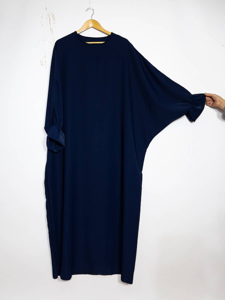 Lange damesabaya met elastische vlindermouwen