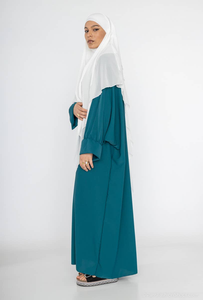 Lange damesabaya met elastische vlindermouwen