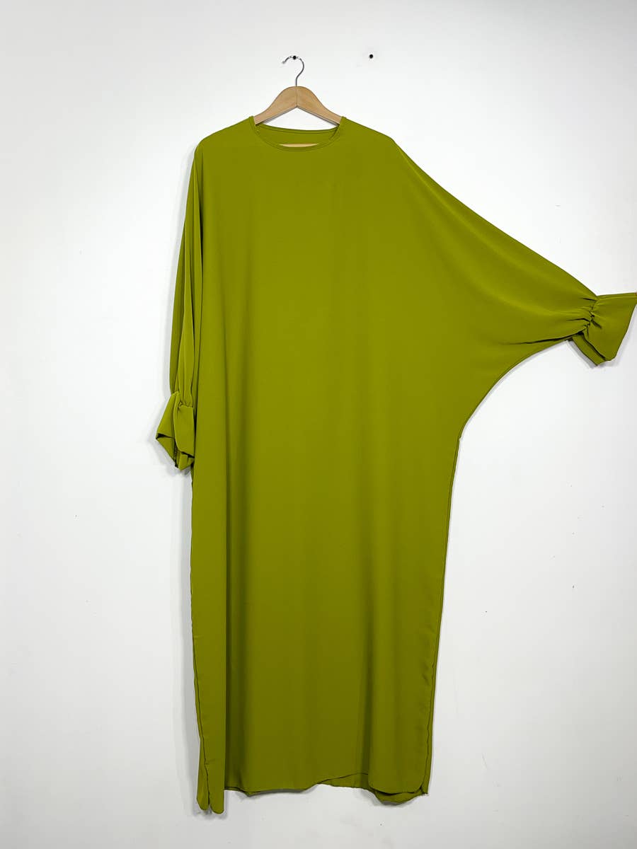 Lange damesabaya met elastische vlindermouwen