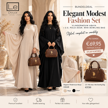 Elegant Modest Fashion Set – Vlindermouw Abaya & U.S. Polo Tas