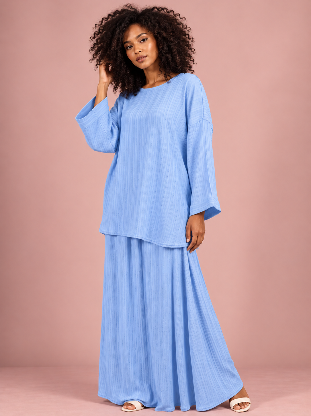 2-delige Abaya Set met Tuniek & Uitlopende Rok