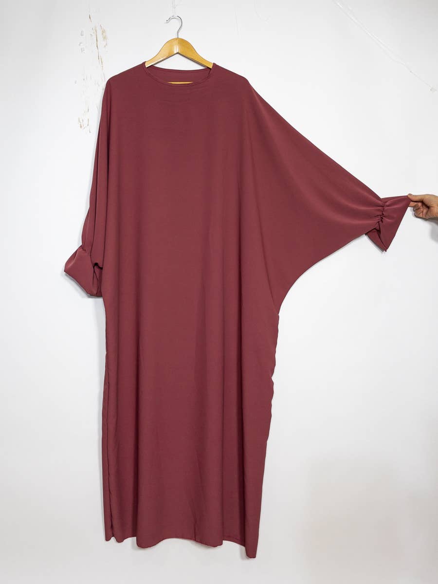 Lange damesabaya met elastische vlindermouwen