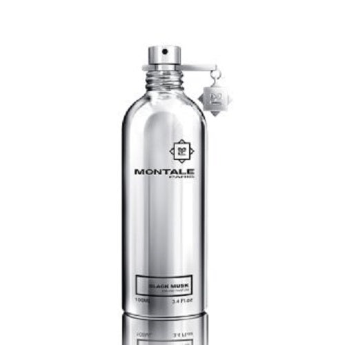 Fles Montale Black Musk Eau de Parfum 100ml – luxe zwarte flacon met zilveren dop, niche geur voor avondgebruik.
