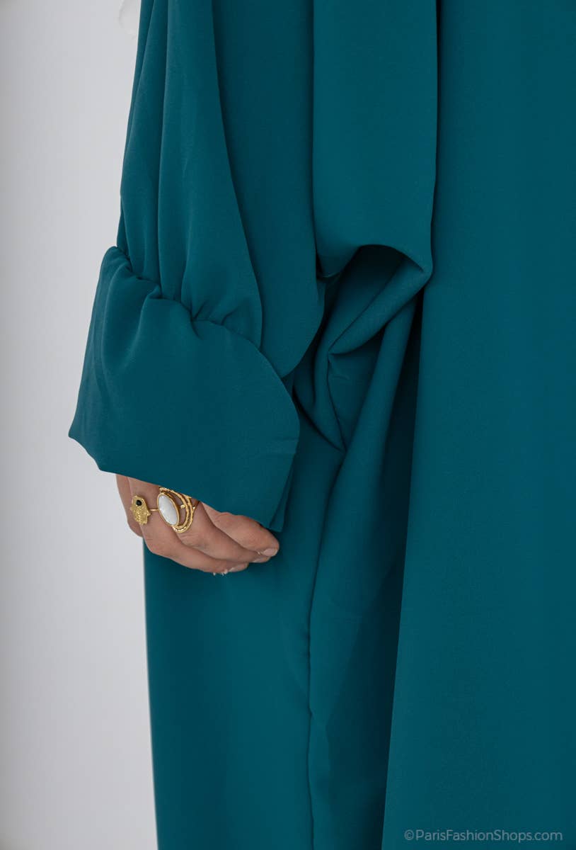 Lange damesabaya met elastische vlindermouwen
