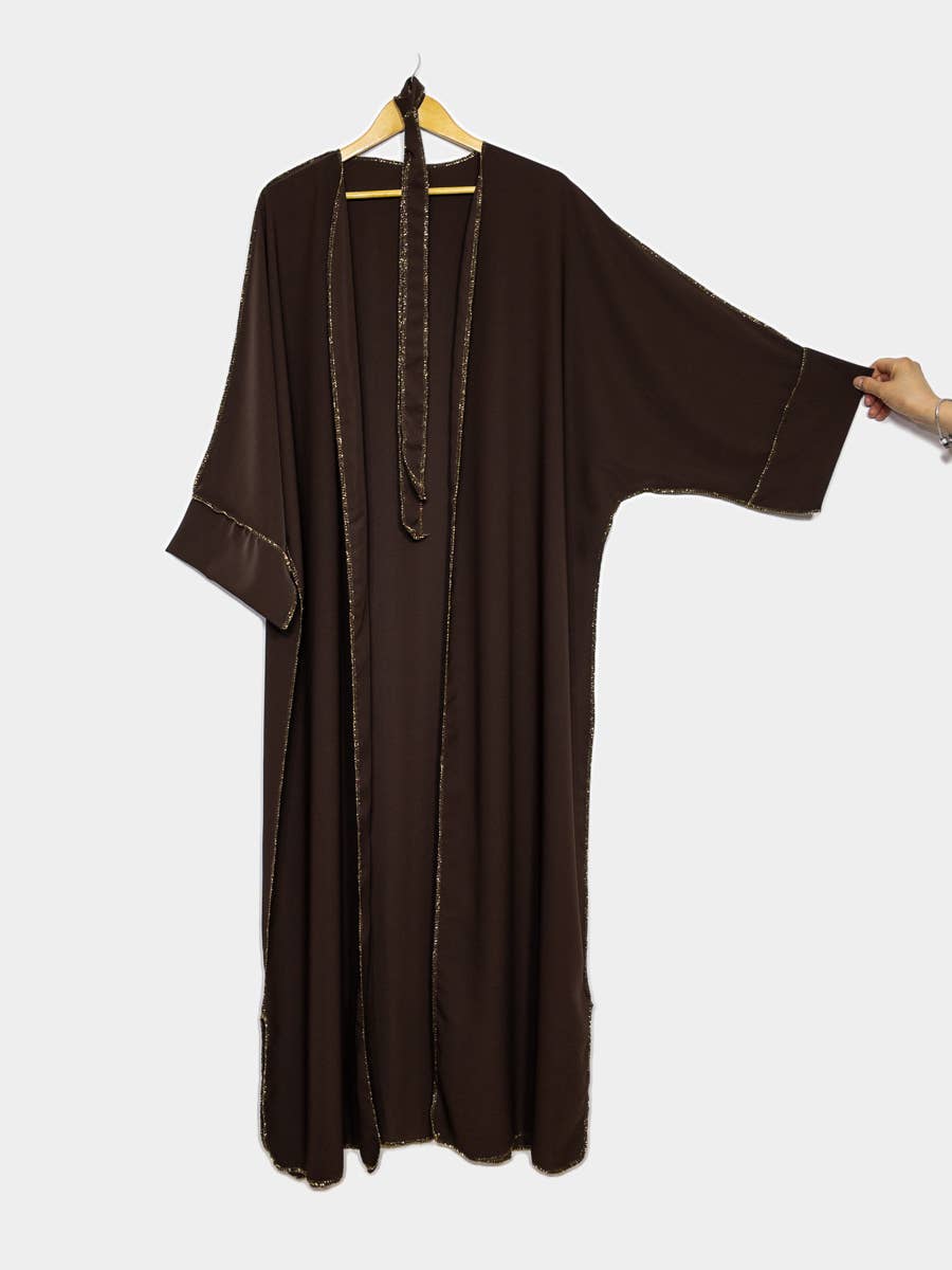 Elegante Kimono Abaya met Goudkleurige Details & Ceintuur
