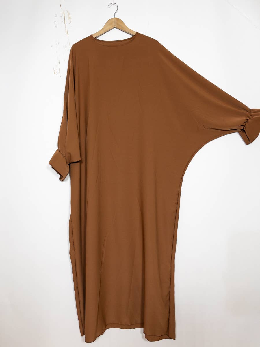 Lange damesabaya met elastische vlindermouwen