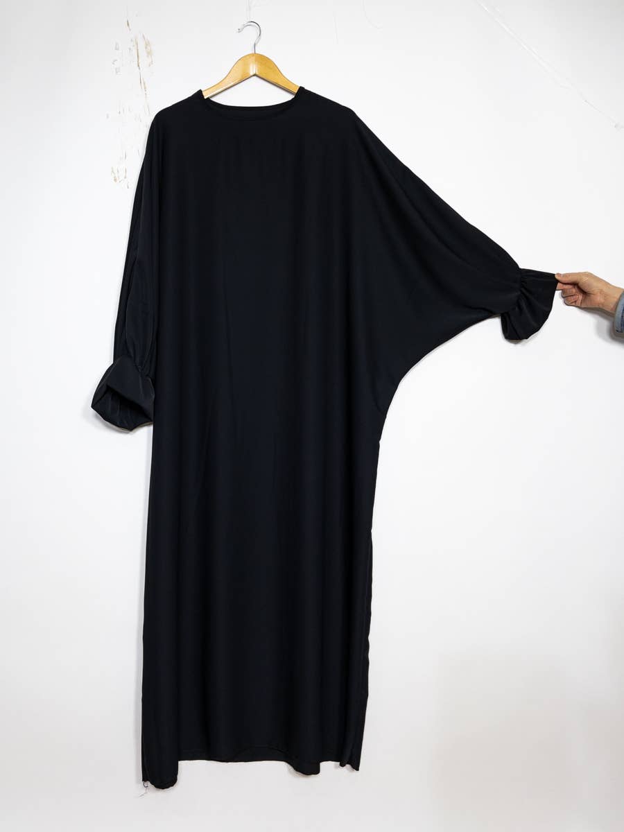 Lange damesabaya met elastische vlindermouwen