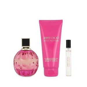 Jimmy Choo Rose Passion Set met Eau de Parfum 100ml, mini 7,5ml en body lotion 100ml in luxe verpakking