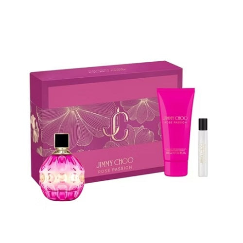 Jimmy Choo Rose Passion Set met Eau de Parfum 100ml, mini 7,5ml en body lotion 100ml in luxe verpakking