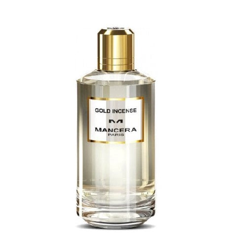 Mancera Gold Incense Eau De Parfum – Luxe oriëntaalse geur met wierook, vanille en houtachtige noten in een stijlvolle gouden flacon.